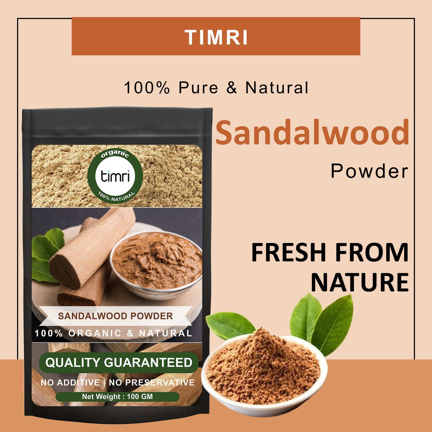 TIMRI    PURE SANDALWOOD POWDER  100 Gm