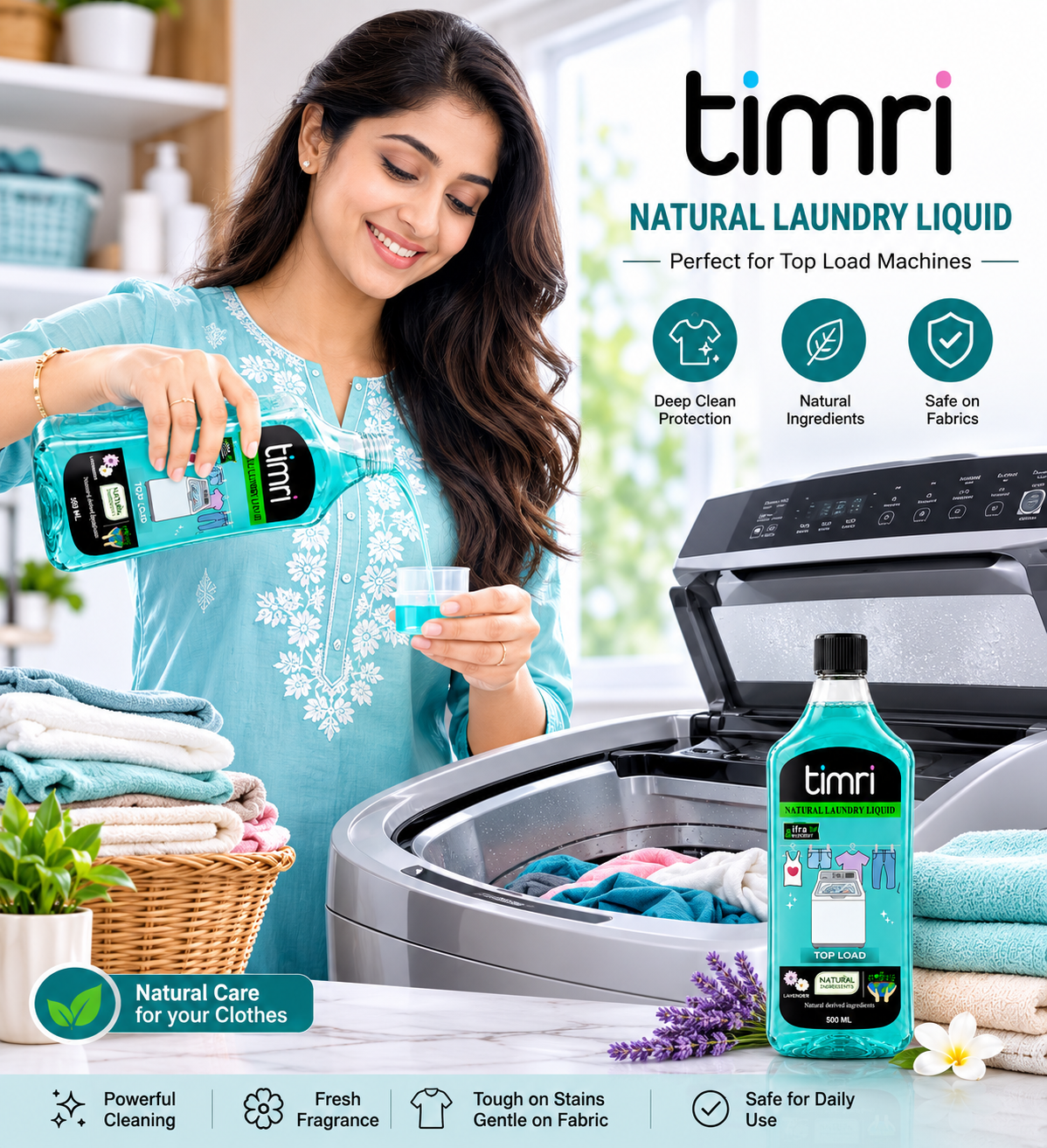 TIMRI Natural Laundry Liquid โ Gentle Plant-Based Fabric Cleaner for Everyday Clothes