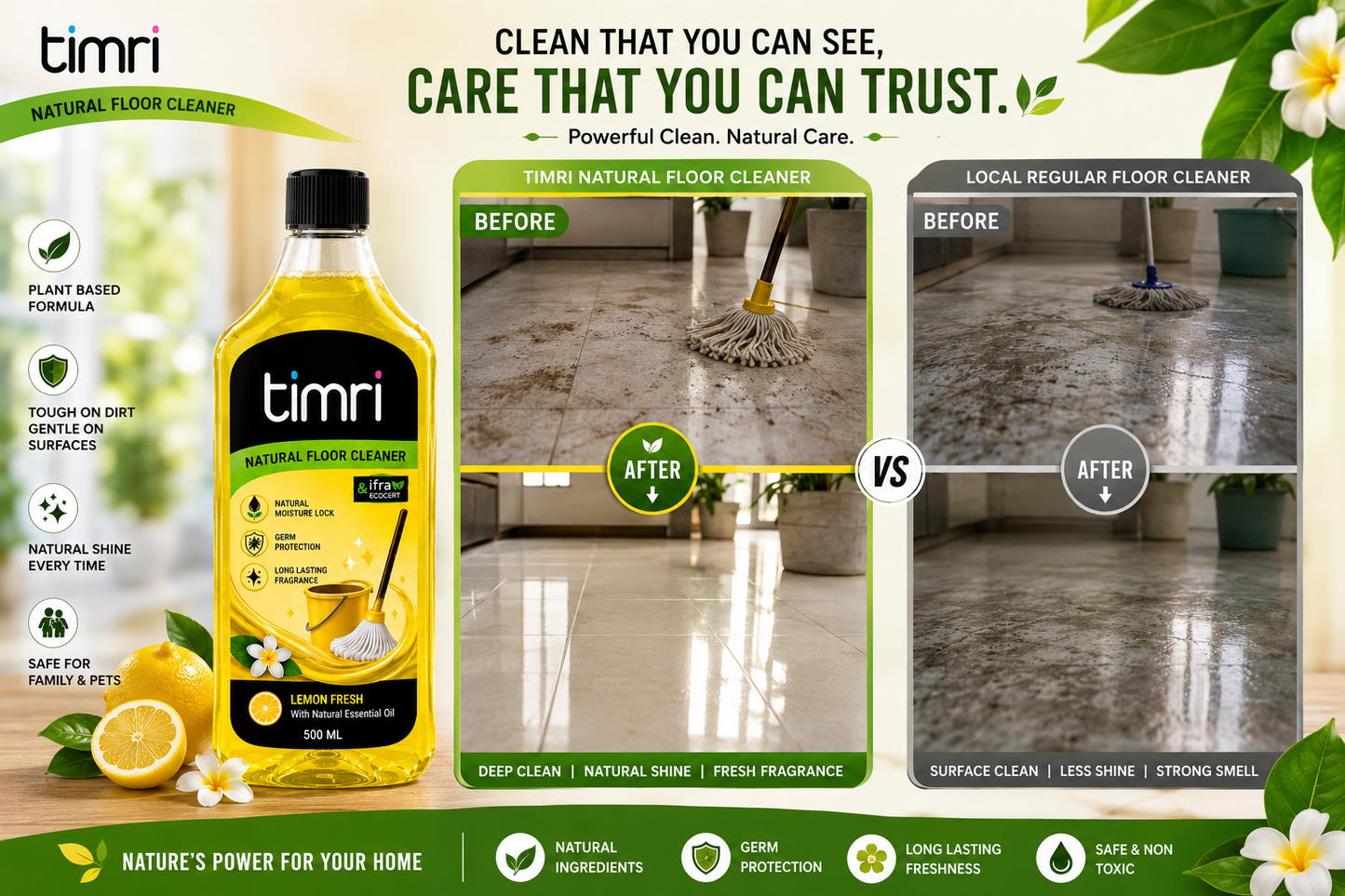 TIMRI Natural Floor Cleaner โ Effective Floor Cleaning Liquid for Home & Daily Use