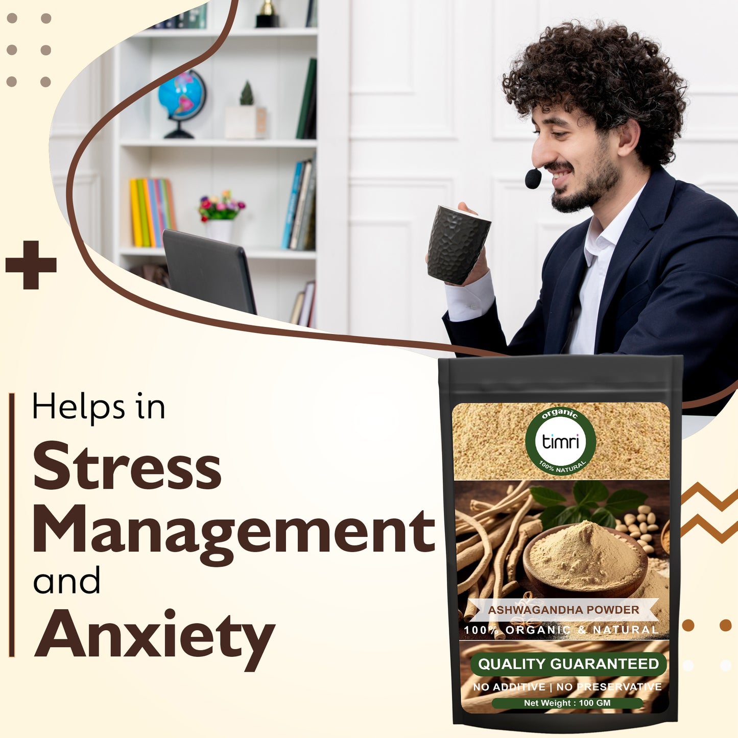 Timri Premium Ashwagandha Powder (100gm ) | Stress Relief, Energy Boost & Hormonal Balance