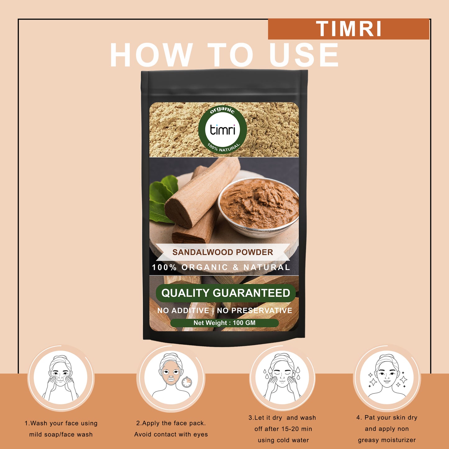 TIMRI    PURE SANDALWOOD POWDER  100 Gm