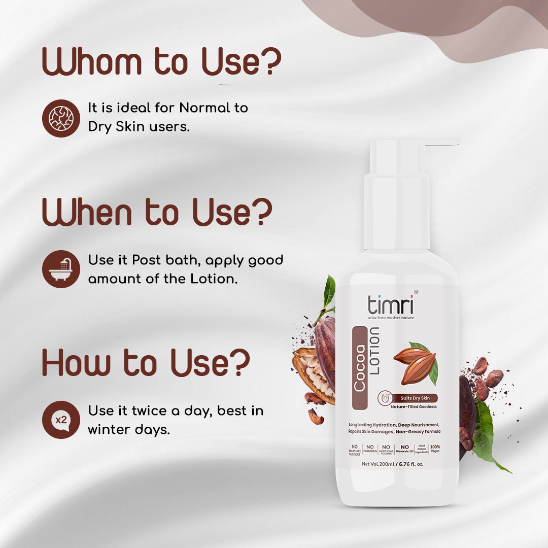 TIMRI Cocoa Body lotion Moisturizer for Normal to Dry Skin - 200ml