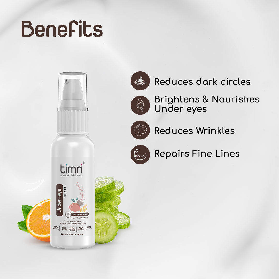 TIMRI Oily Skin Brightening Combo of Charcoal Face Wash & Under Eye Cream (100ml & 30ml)