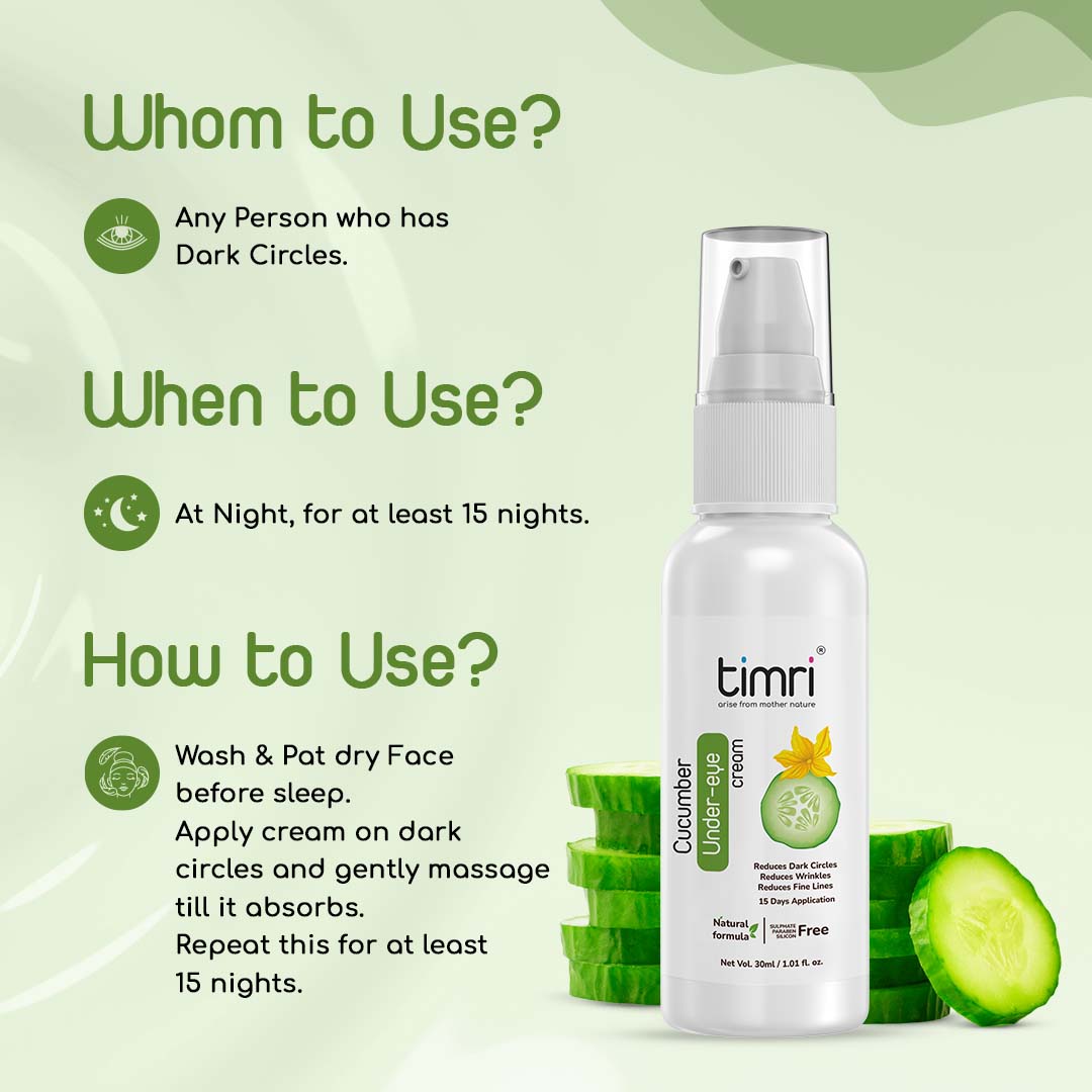 TIMRI Cucumber Under Eye Cream to Reduce Dark Circles in 15 days - 30ml