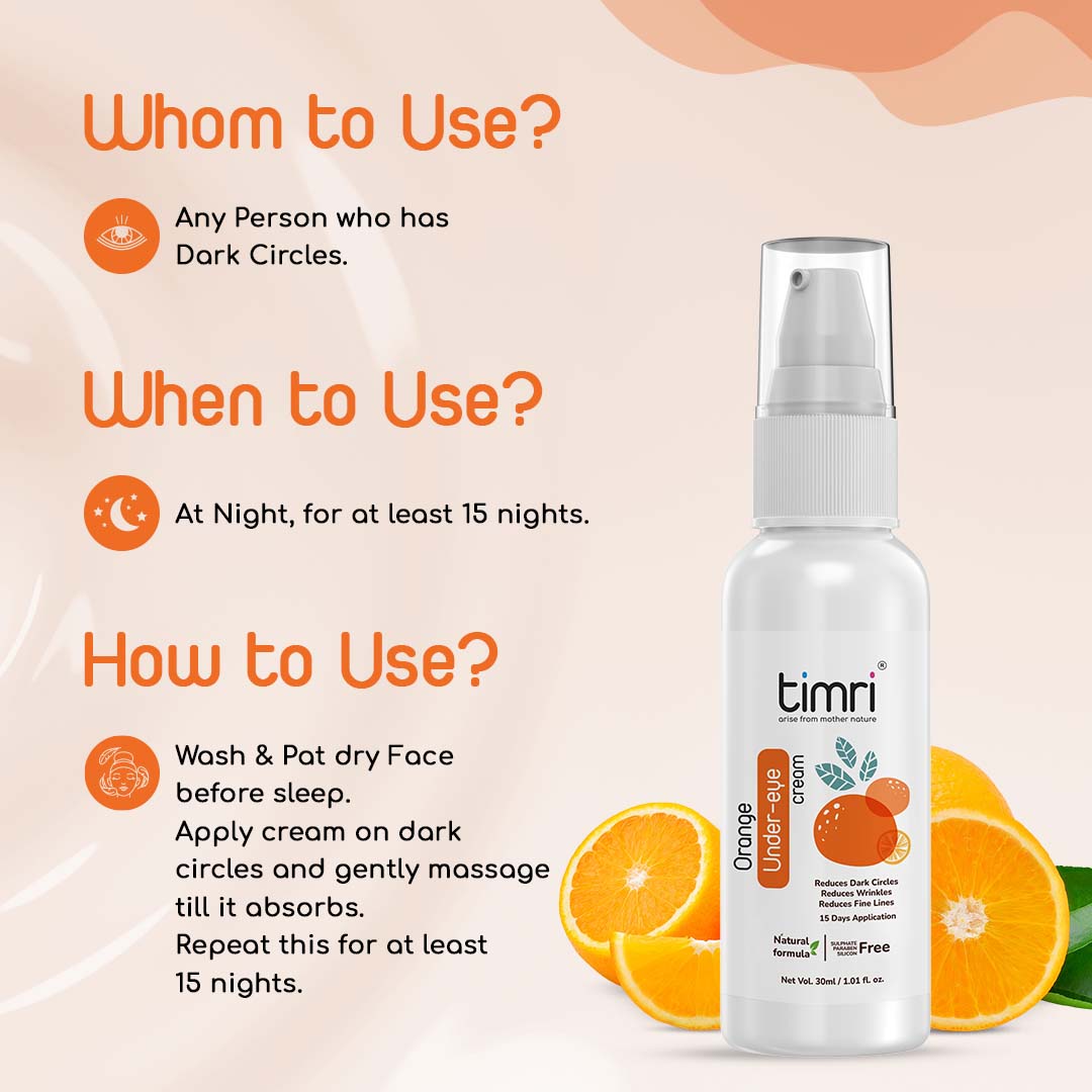 TIMRI Orange Under Eye Cream to Reduce Deep Dark Circles in 15 days - 30ml