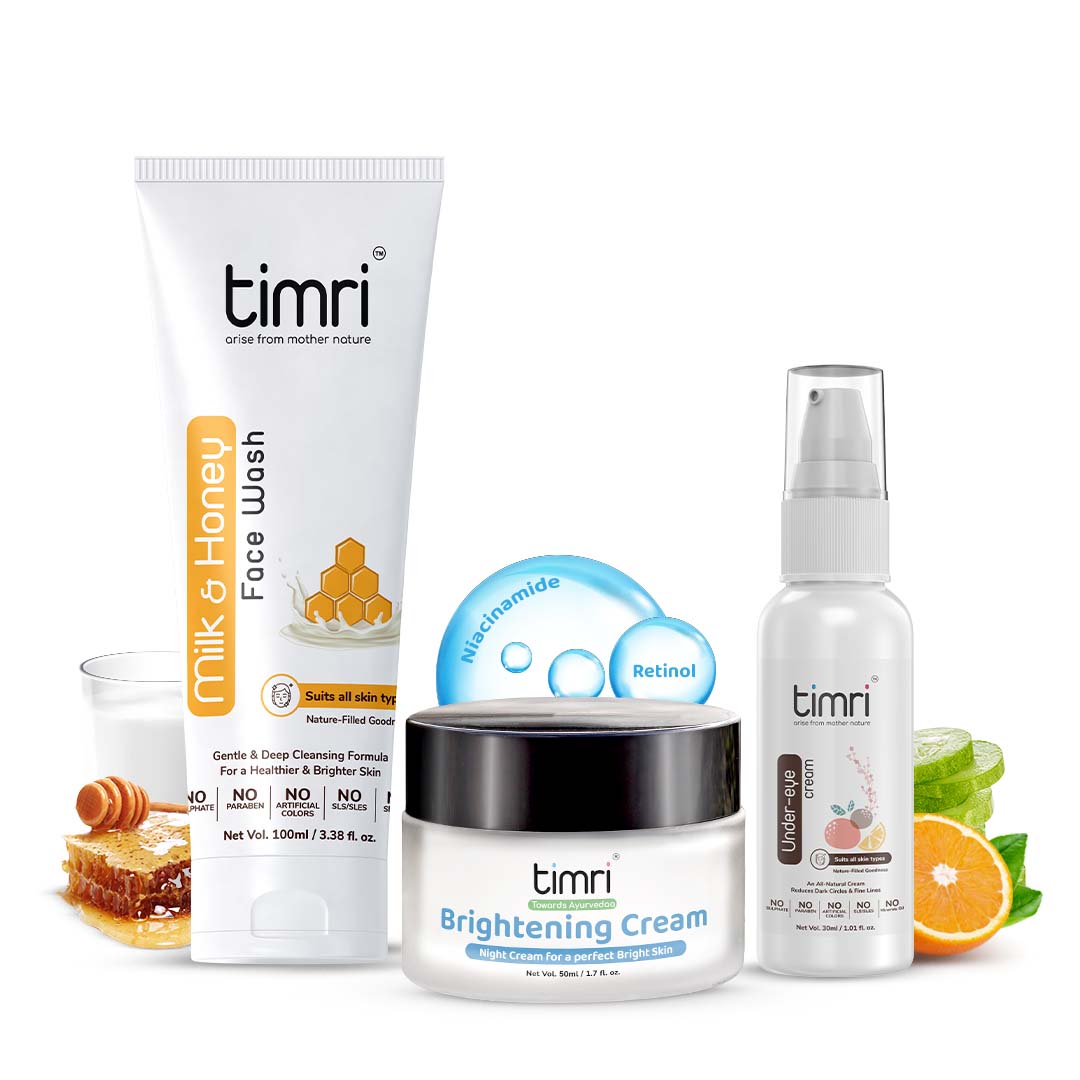 TIMRI Face Glow Kit For Cleansing, Glowing and Under Eye (100ml, 50ml & 30ml)
