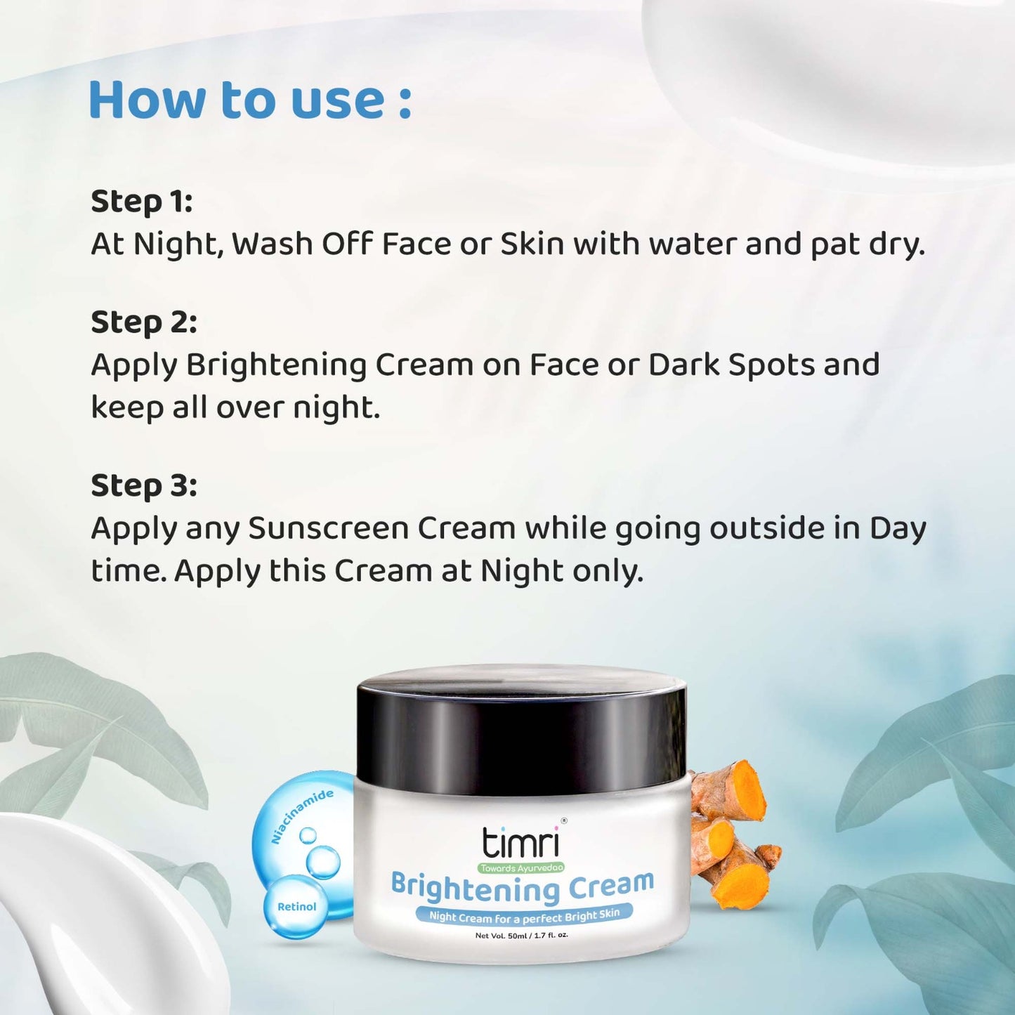 TIMRI Brightening Cream for Glowing Skin and Dark Spot Reduction - 50ml