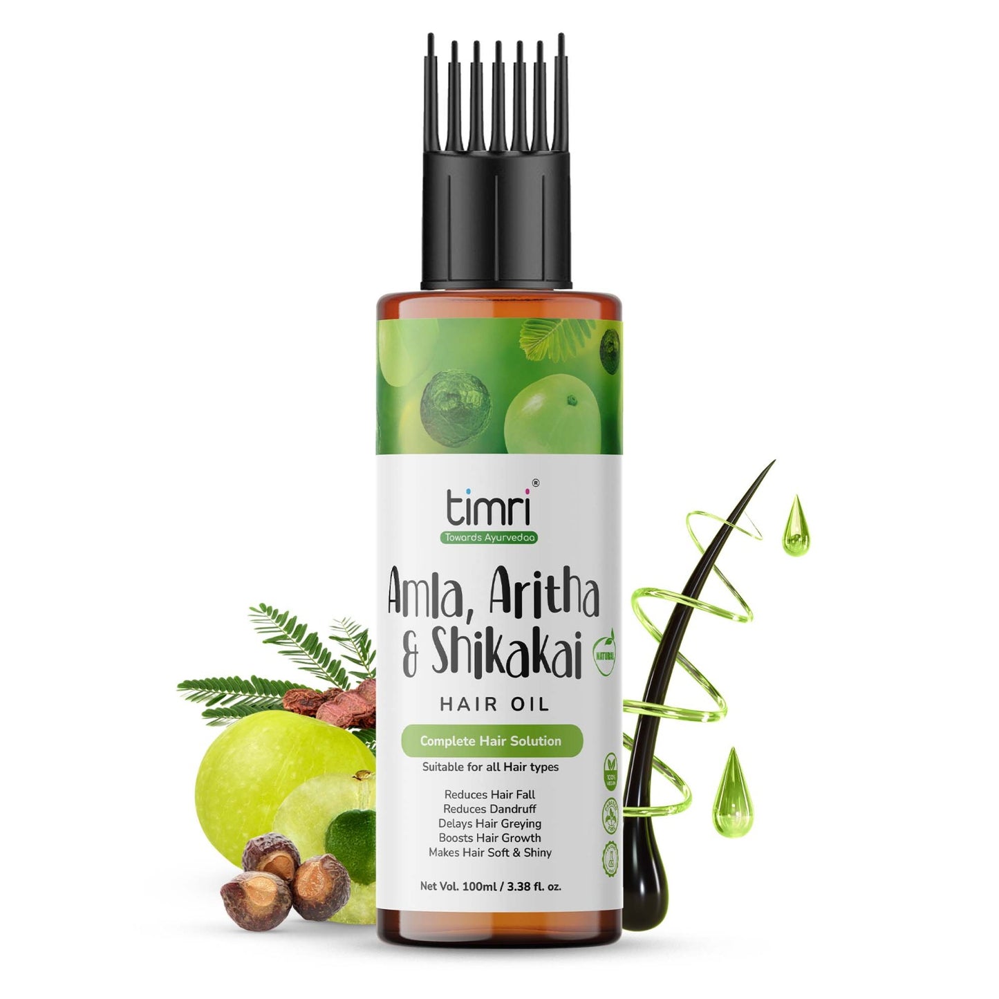 TIMRI Amla, Aritha & Shikakai Hair Oil for Dandruff Removal & Scalp Repair, 100ml