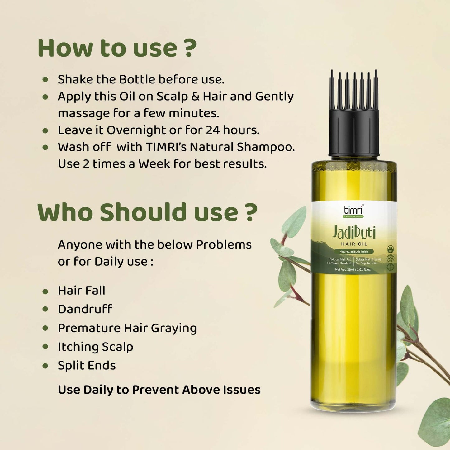 TIMRI Activated Jadibuti Hair Oil for Hair Fall & Dandruff, 100ml