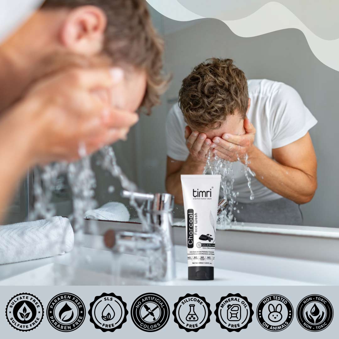 TIMRI Charcoal Face Wash for Oil & Acne Control, for Normal to Oily Skin Type- 100ml