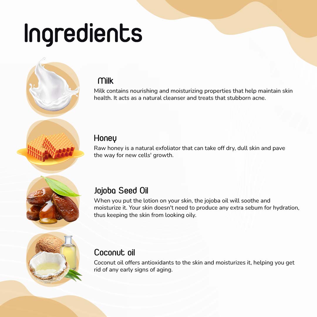 TIMRI Milk & Honey Lotion for Soft, Moisturized & Radiant Skin - 200ml