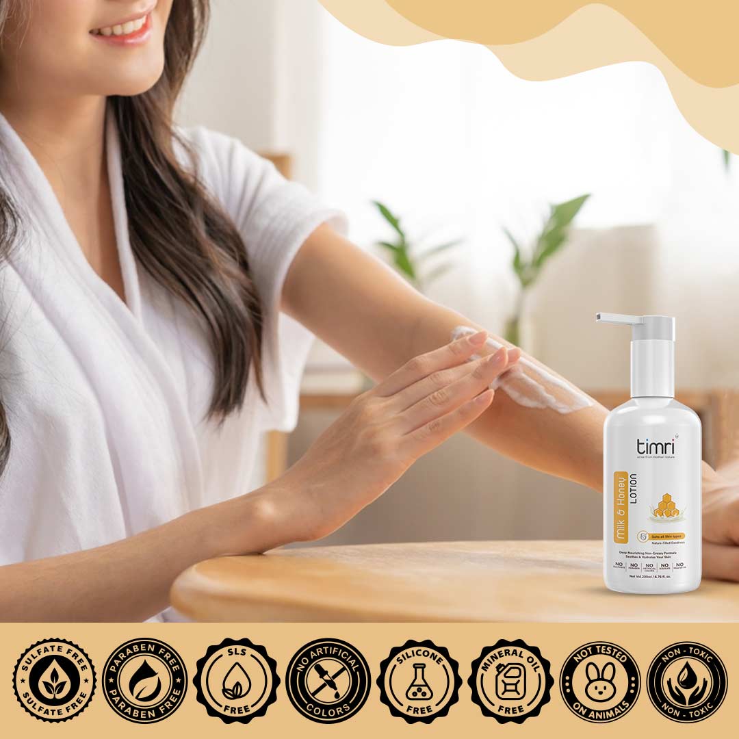 TIMRI Milk & Honey Lotion for Soft, Moisturized & Radiant Skin - 200ml