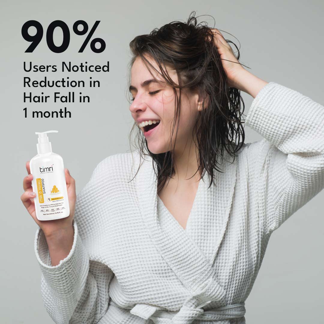 TIMRI Milk & Honey Shampoo, Anti-Hair fall formula for Silky and Strong hair - 200ml