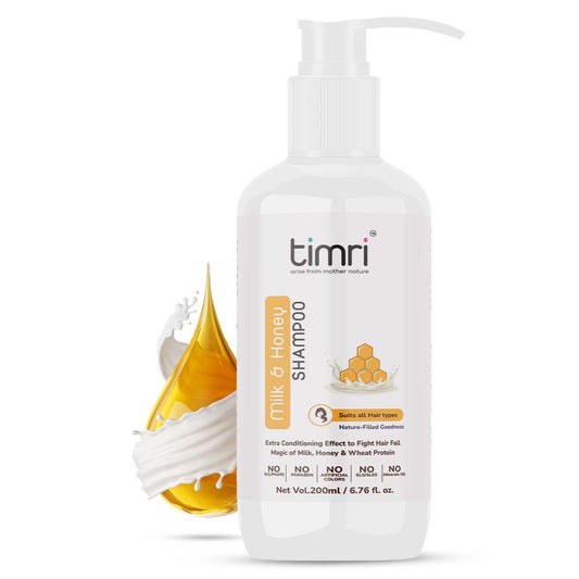 TIMRI Milk & Honey Shampoo, Anti-Hair fall formula for Silky and Strong hair - 200ml