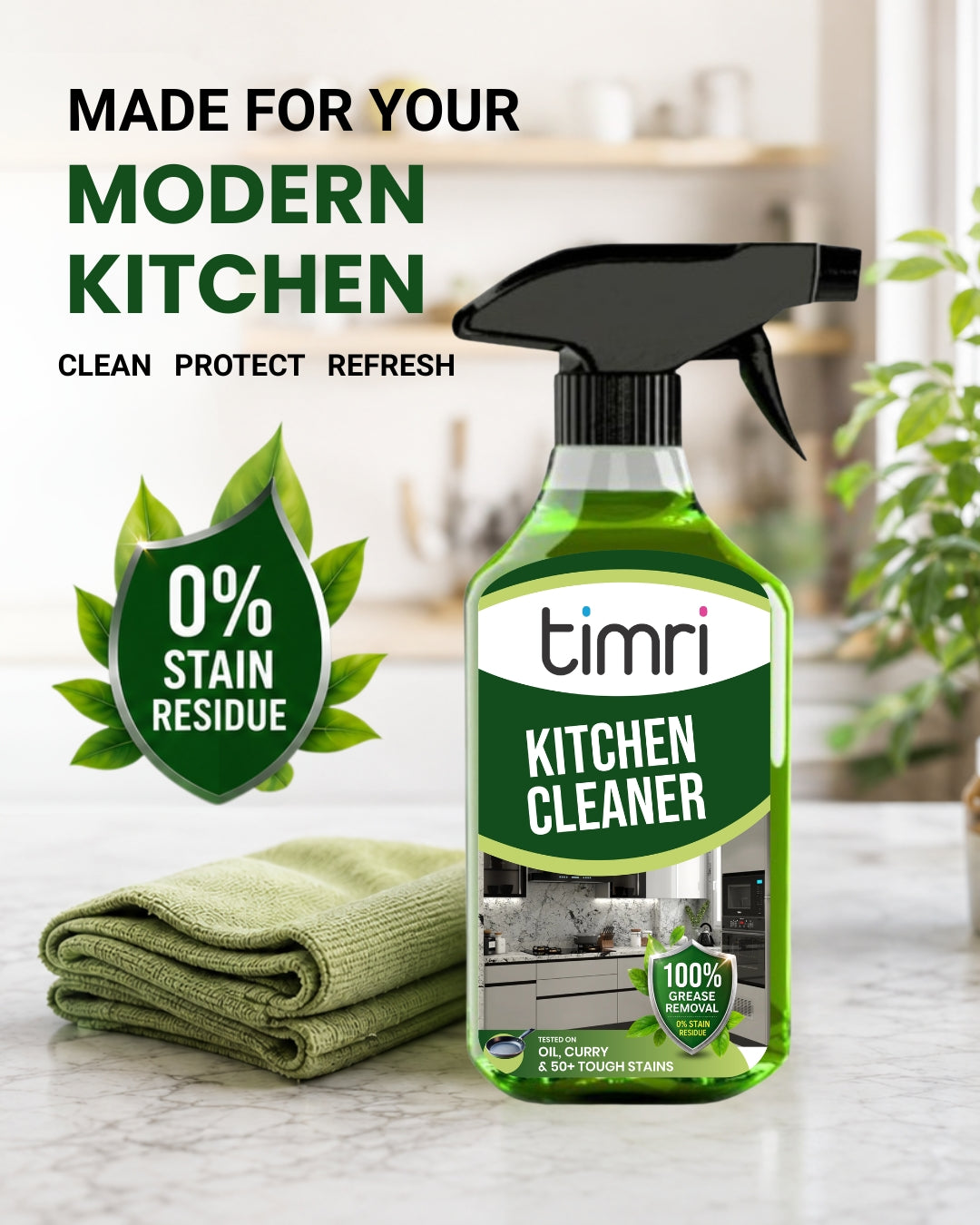 TIMRI Kitchen Cleaner Spray – Powerful Grease & Oil Remover for Kitchen Surfaces | 500ml