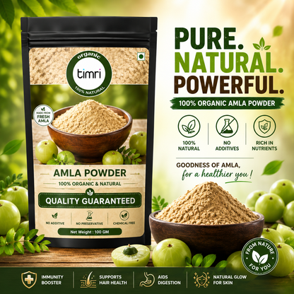 TIMRI Organic Amla Powder 100g – Pure Indian Gooseberry Powder | Vitamin C Rich Superfood for Immunity, Hair, Skin & Digestion