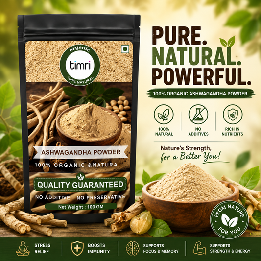 TIMRI Premium Ashwagandha Powder 100g | Pure Ashwagandha Root Powder for Daily Wellness & Stress Support