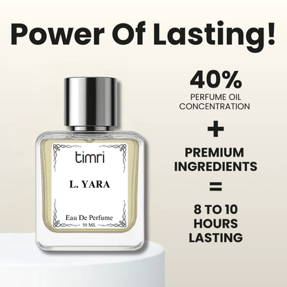 TIMRI L. YARA Perfume for Women | Premium Long Lasting Eau De Parfum | Sweet Floral Vanilla Fragrance | Luxury Everyday Perfume