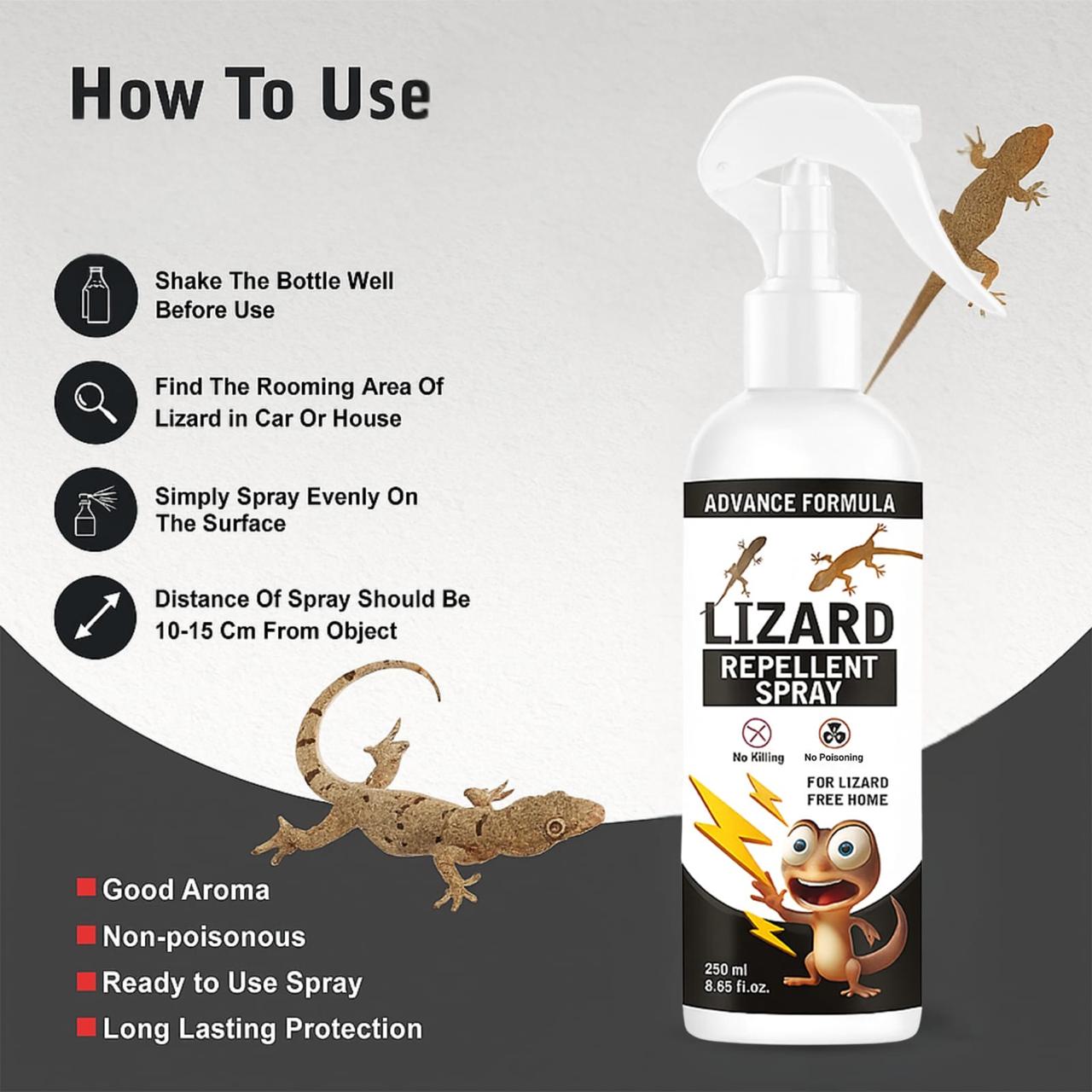 TIMRI Gecko & Lizard Repellent Spray | Herbal Lizard Repellent for Home & Office