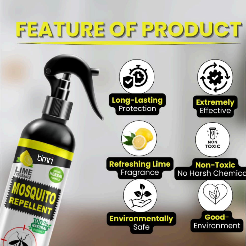 TIMRI Mosquito Repellent Spray | Herbal Mosquito Protection for Home & Office