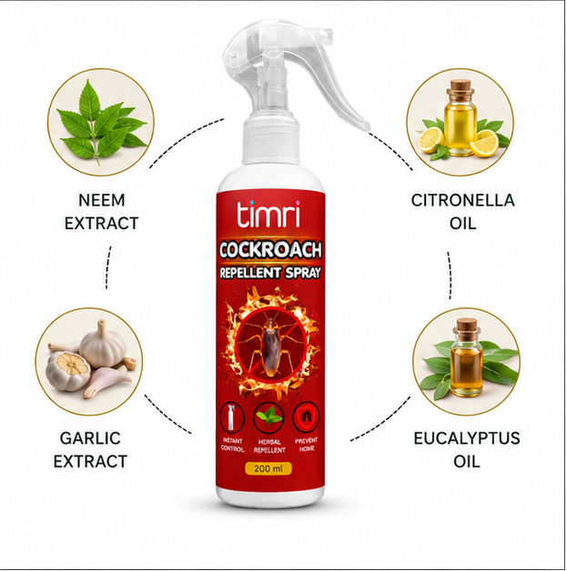TIMRI Cockroach Repellent Spray | Natural Cockroach Repellent for Home & Kitchen