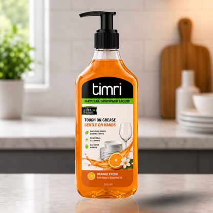 TIMRI Natural Dishwash Liquid – Grease & Oil Cleaner for Utensils