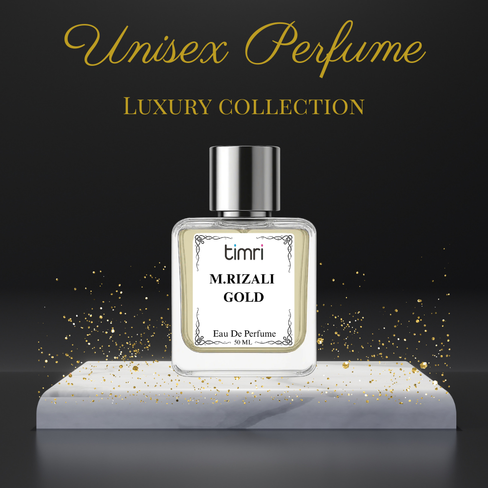 TIMRI M. RIZALI GOLD Perfume for Men | Premium Long Lasting Eau De Parfum | Woody Amber Musky Fragrance | Luxury Men's Perfume