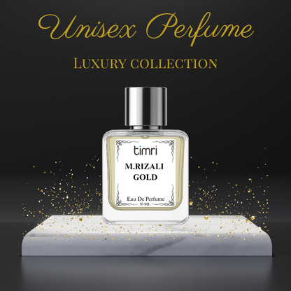 TIMRI M. RIZALI GOLD Perfume for Men | Premium Long Lasting Eau De Parfum | Woody Amber Musky Fragrance | Luxury Men's Perfume