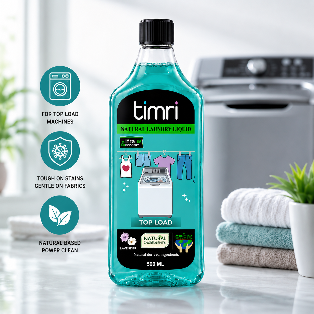 TIMRI Natural Laundry Liquid – Gentle Plant-Based Fabric Cleaner for Everyday Clothes