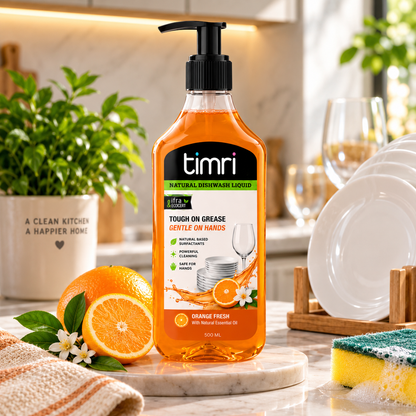 TIMRI Natural Dishwash Liquid – Grease & Oil Cleaner for Utensils