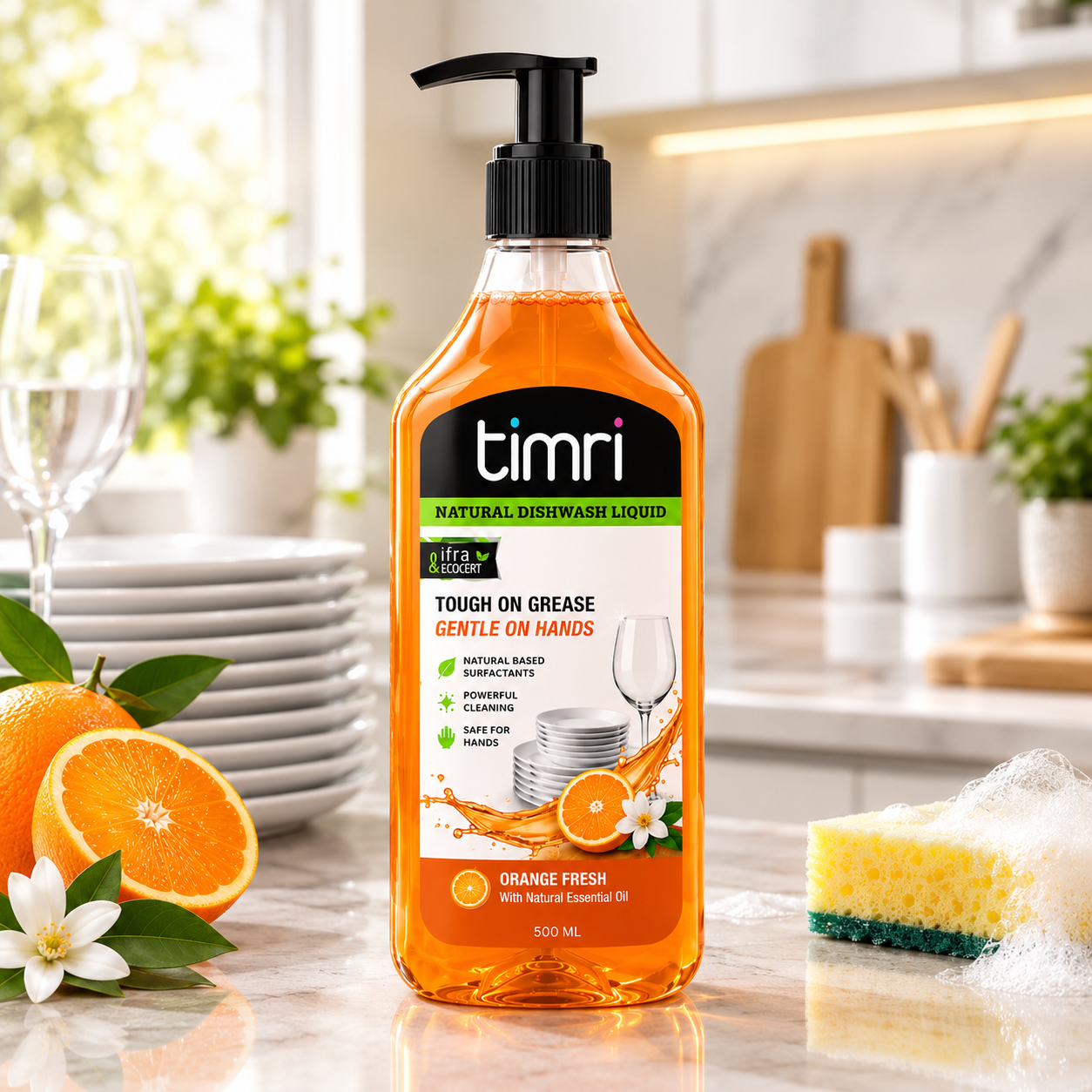 TIMRI Natural Dishwash Liquid – Grease & Oil Cleaner for Utensils