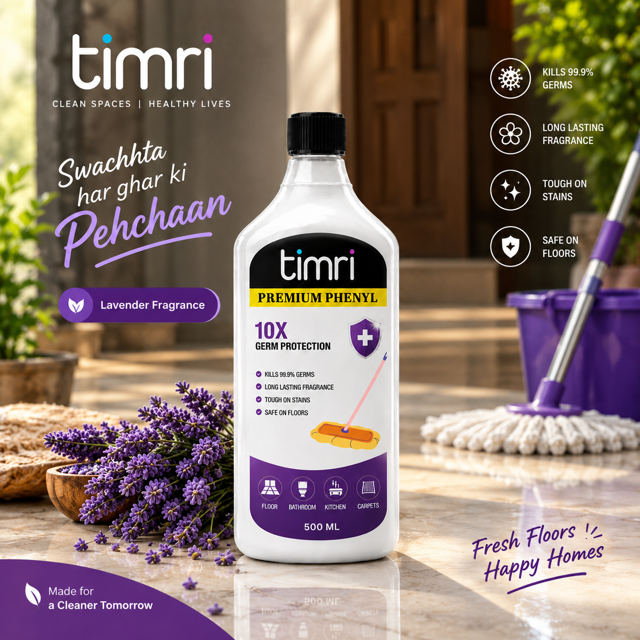 TIMRI Natural Phenyl Floor Cleaner – Fresh & Effective Household Cleaning Liquid