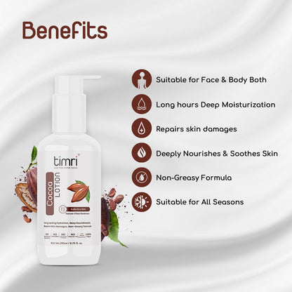 TIMRI Cocoa Body lotion Moisturizer for Normal to Dry Skin - 200ml