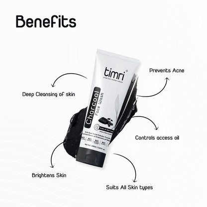 TIMRI Oily Skin Brightening Combo of Charcoal Face Wash & Under Eye Cream (100ml & 30ml)