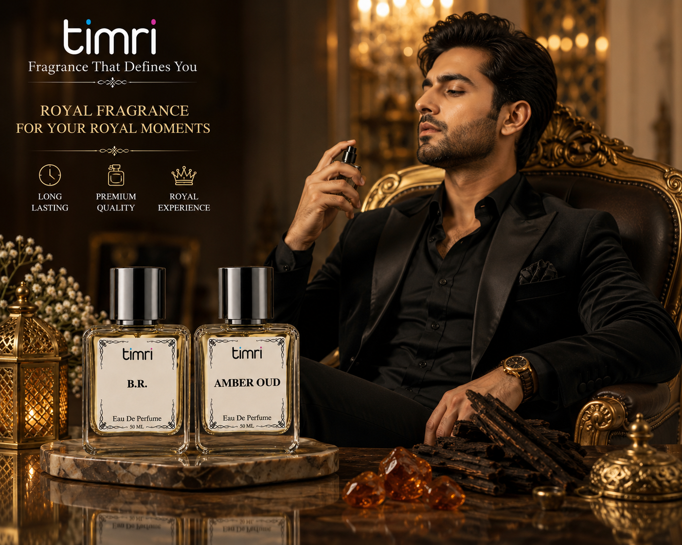Timri B.R + Ember Oud Perfume Combo Pack (2 x 50ML) | Premium Long Lasting Eau De Parfum for Men & Women