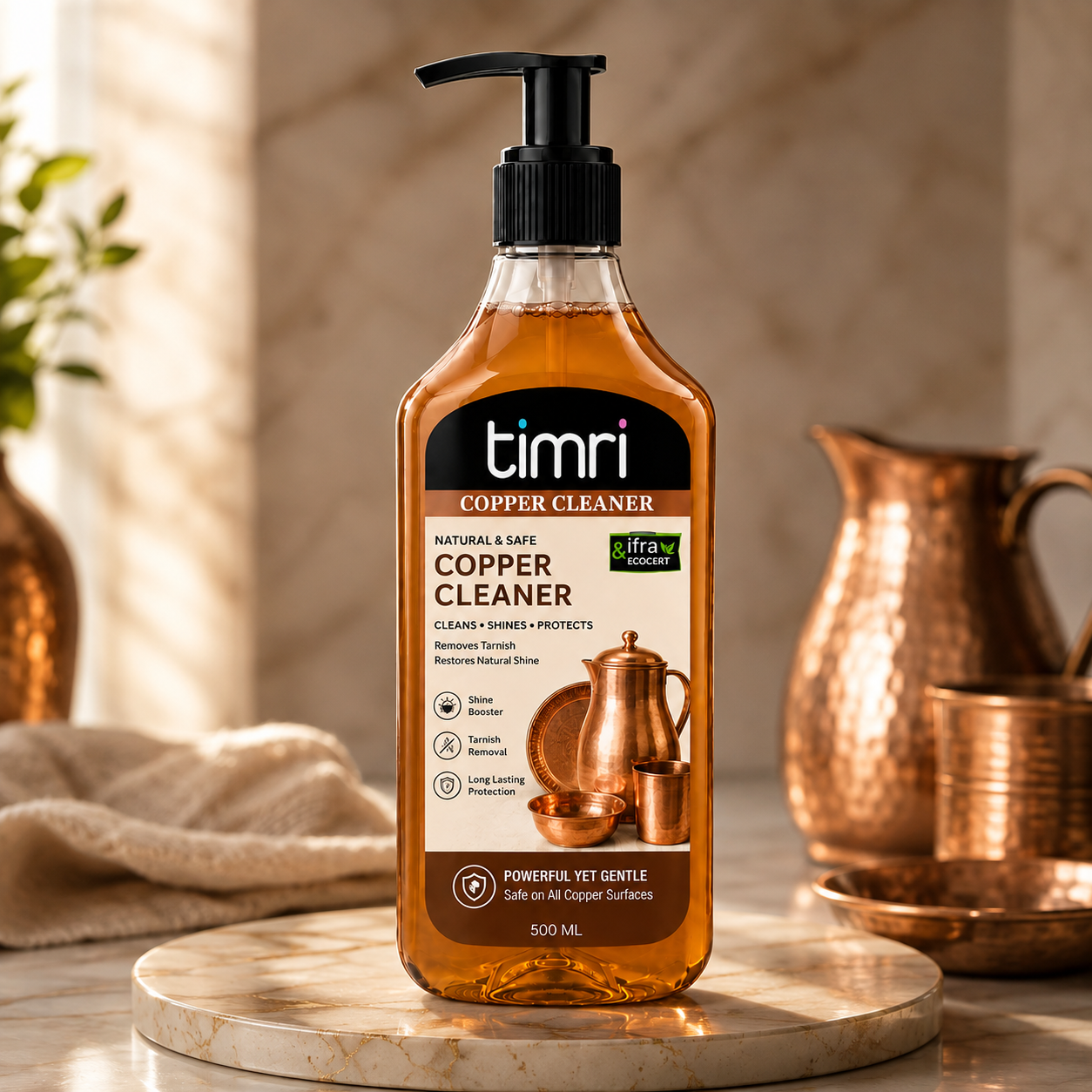 TIMRI Copper Cleaner – Natural Copper Utensil & Vessel Cleaning Liquid