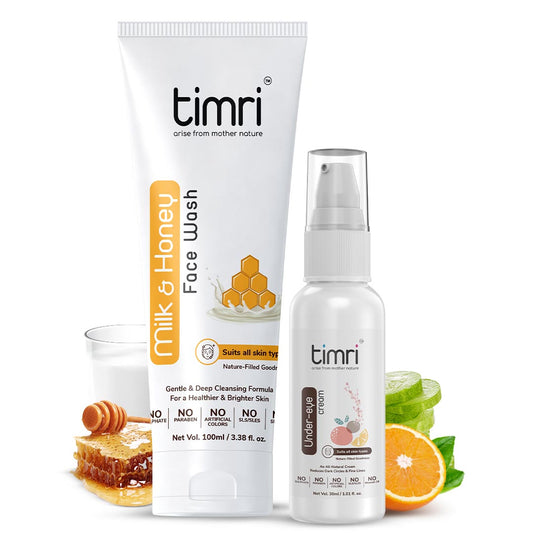 TIMRI Brightening Combo of Milk & Honey Face Wash and Under Eye Cream (100ml & 30ml)