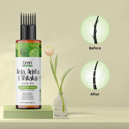 TIMRI Amla, Aritha & Shikakai Hair Oil for Dandruff Removal & Scalp Repair, 100ml