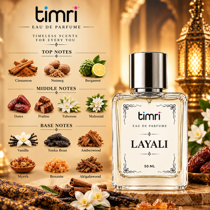 TIMRI Layali Perfume for Women | Sweet Spicy Gourmand Vanilla Eau de Parfum