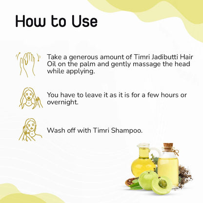 TIMRI Anti Hair Fall Combo of Jadibutti Hair Oil & Milk & Honey Shampoo (100ml & 200ml)