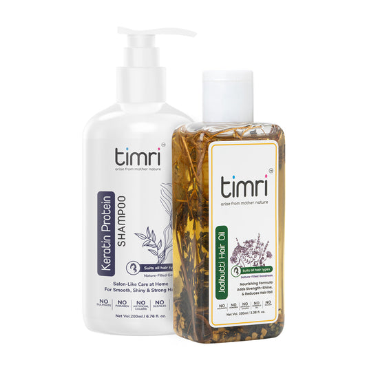 TIMRI Anti Hair Fall Combo of Keratin Protein Shampoo and Jadibutti Hair Oil (200ml & 100ml)