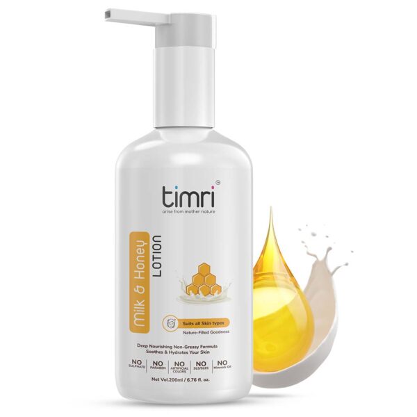 TIMRI Milk & Honey Lotion for Soft, Moisturized & Radiant Skin - 200ml